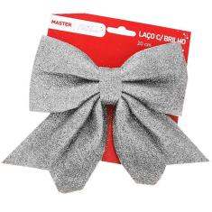 Imagem de Laço Enfeite De Natal Grande 20Cm Prata Decoração Natalina