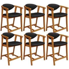 Imagem de Kit 06 Banquetas Baixa Para Cozinha Sala Jantar Bancada Cecília L02 ma