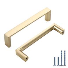 Imagem de KNOKLOCK Pacote com 10 puxadores de armário de cozinha de 76 mm (3 pol.) Puxadores de armário de cozinha dourados escovados puxadores de gaveta para armário de guarda-roupa