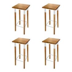 Imagem de KIT 4 BANQUETAS BISTRO INDUSTRIAL COLORS FERRO E MADEIRA MACIÇA - BRANCA