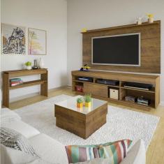 Imagem de Conjunto Sala De Estar Com Rack Treviso, Painel Slim, Mesa De Centro Parati E Aparador Creta Artely Pinho