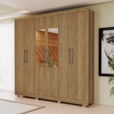 Imagem de Guarda Roupa Casal Kappesberg com Pés e Espelho 6 Portas 3 Gavetas Nogueira