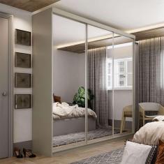 Imagem de guarda-roupa casal com 3 espelhos geneve 3 pt 4 gv bege