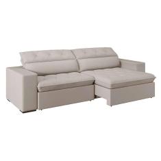 Imagem de sofá 5 lugares retrátil e reclinável com usb jazz molas suede marfim 290 cm