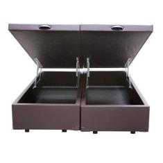 Imagem de Base Box Baú Casal Bipartido Sintético Marrom 138x188x39