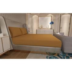 Imagem de Jogo de Lençol Zono Enxovais Cama Queen 3 Peças Malha 100% Algodão Camelo