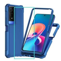 Imagem de Capa para TCL 50 XE 5G com protetor de tela de vidro, capa de telefone TCL 50 XE com design de camada dupla com absorção de choque, proteção de corpo inteiro, fina, macia de silicone à prova de choque