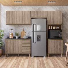 Imagem de Cozinha Completa 11 Portas 4 Gavetas 100% Mdf Angelita Carvalho Tok