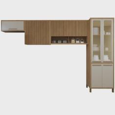 Imagem de Cozinha Completa Torino com Paneleiro Vidro Reflecta e 3 Armários Aéreos