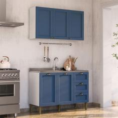 Imagem de Cozinha Compacta Lavanda 5 PT 3 GV Azul e Branco