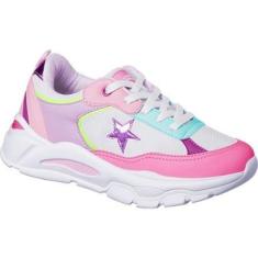 Imagem de Tênis Infantil Ortopasso Wave Menina Estrela Cadarço Fashion-Feminino