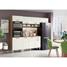 Imagem de Cozinha Compacta + Balcão com Tampo Atenas Atacama Off White - Aramóveis