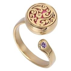 Imagem de Happyyami Anéis retrô de aço inoxidável, anel de aromaterapia, anel de empilhamento, anel retrô, anéis de prata  difusor de óleo essencial