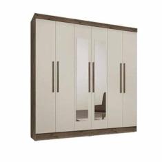 Imagem de Guarda Roupa Luna 6 Portas 3 Gavetas Com Espelhos Ebano