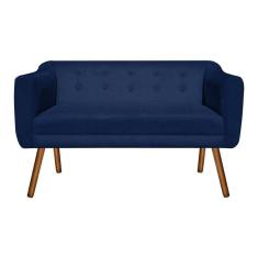 Imagem de Namoradeira 02 Lugares Julia Suede Azul Marinho Pés Palito Castanho D'Rossi