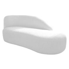 Imagem de Divã Recamier Curvo Luna 140cm Lado Direito Suede - Doce Sonho Móveis Cor Branco