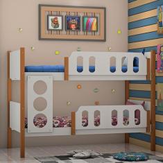 Imagem de Beliche Solteiro Ônix - Branco Com Castanho Claro