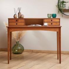 Imagem de Mesa Escrivaninha Retro Madeira 4 Gavetas 1 Nicho Milano
