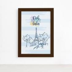 Imagem de Quadro Paris França Oolala Moldura Marrom 33x43cm