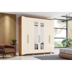 Imagem de Guarda-Roupa Dallas 06 Pts. C/ Espelho Nature/Off White - Henn