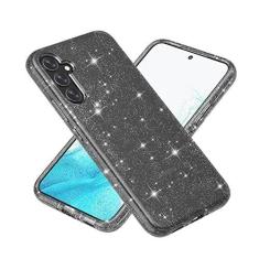 Imagem de BAISRKE Capa com glitter para Galaxy A34 5G, capa híbrida de proteção resistente de plástico rígido TPU macio resistente à prova de choque armadura resistente a alto impacto capa para Samsung Galaxy