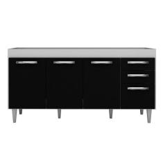 Imagem de Balcão Gabinete De Pia áustria Sem Tampo 160cm 04 Portas 02 Gavetas Branco/preto