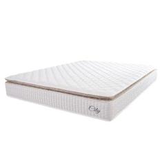 Imagem de Colchão Casal Molas Ensacadas City Pillow Top 138x188x23cm Branco/Bege Hellen - Suporta até 110kg por Pessoa