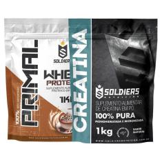 Imagem de Kit: Whey Protein Primal 1Kg 100% Importado + Creatina Monohidratada 1Kg- Soldiers Nutrition-Unissex