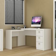 Imagem de Mesa De Escritório Em L 3 Gavetas Me4101 Tecno Mobili - Branco