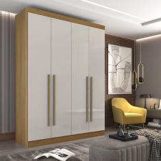 Imagem de Guarda Roupa Solteiro 4 Portas 3 Gavetas Paris Plus D Doro Cinamomo/Off White