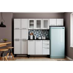 Imagem de Cozinha Completa Múltipla 4 Peças (2 Armários + 1 Balcão + 1 Paneleiro) C4P73 Branco - Bertolini