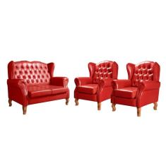 Imagem de Conjunto Chesterfield Imperador Sofá Vintage Capitonê 