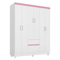 Imagem de Guarda Roupa Casal Flash Ii 6 Portas E 2 Gavetas Branco Rosa - Demóbile Branco Rosa