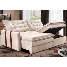Imagem de Sofá Baú Sem Caixa Retrátil 2,00m Softgel Petit Boucle Bege Claro Cama Inbox