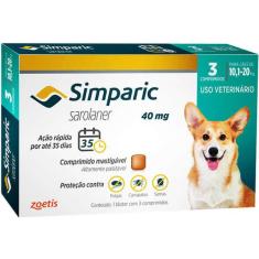 Imagem de Antipulgas Zoetis Simparic 40 mg para Cães 10,1 a 20 Kg- 3 comprimidos
