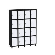 Imagem de Armário Guarda Volume Locker Roupeiro 16 Portas Aço GRF 504/16 Preto/Branco