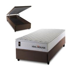 Imagem de Conjunto Box Baú New Moon Branco 88x188x73 c/ Molas Ensacadas