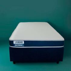 Imagem de Cama Box Solteiro King Com Colchão Guldi Duplo Plus D28 Branca E Azul