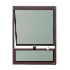 Imagem de Janela de Alumínio Maxim-Ar com Bandeira 80x80cm Vidro Mini Boreal Plus Brimak Corten