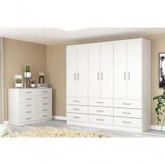 Imagem de Guarda-roupa Casal Bergamo 6 Portas 9 Gavetas - Branco Branco