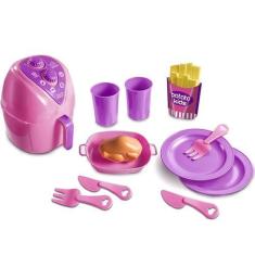 Imagem de Cozinha Infantil Brinquedo Fritadeira Air Fryer Rosa Menina - Zuca Toy