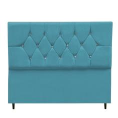 Imagem de Cabeceira Cama Box Queen 160 Cm Geovana Suede Azul Turquesa