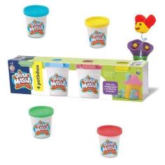 Imagem de Kit 4 Potinhos Massinha De Modelar Sortidos Divertoys