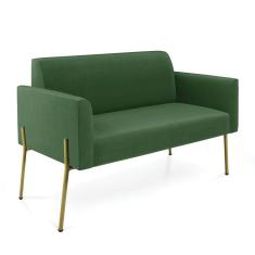 Imagem de Sofá Namoradeira 2 Lugares Pé de Ferro Dourado Marisa Suede Verde D03 - D`Rossi