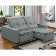 Imagem de Sofa Retratil Reclinavel 2 Lugares 2,70M Atlantis Veludo Cinza Lansofb