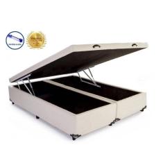 Imagem de Cama Box Baú King Luxo Bege Bipartido Com Pistão A Gás - 193x203x41