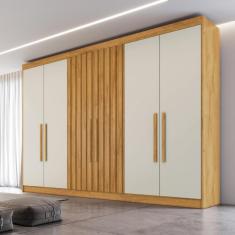 Imagem de Guarda Roupa Casal 6 Portas 6 Gavetas Potenza Móveis Europa - Peroba/Off White