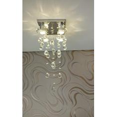 Imagem de Lustre de Cristal para Quarto com 80cm de Altura e Base de Inox Espelhado de 20x20cm