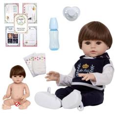 Imagem de Boneco Reborn Menino Recém Nascido Completo Vários Itens - Cegonha Reb