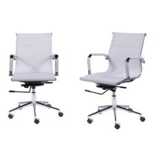 Imagem de Kit 02 Cadeiras Boxbit Eames Office Tela Baixa Branca Base Rodízio